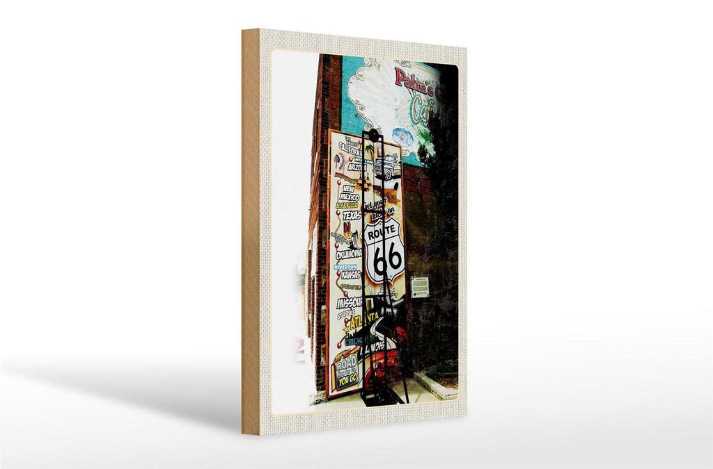 Holzschild Reise 20x30cm USA Los Angeles Schild Route 66 US