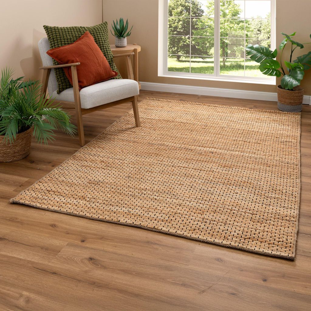 Steffensmeier Jute Teppich Goa Canvas Natur | Eckig | Boho | Flur, Eingang, Wohnzimmer