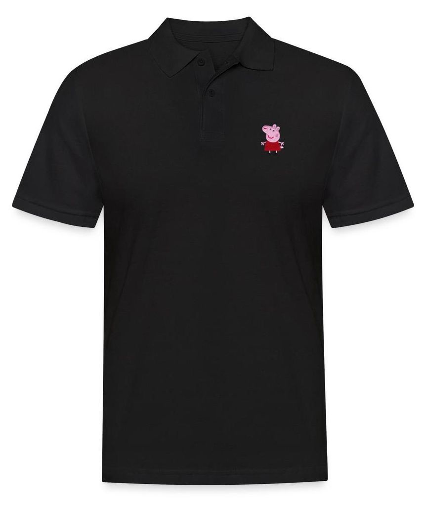 Spreadshirt Peppa Wutz Brustdesign Stick Herren Poloshirt, XL, Schwarz