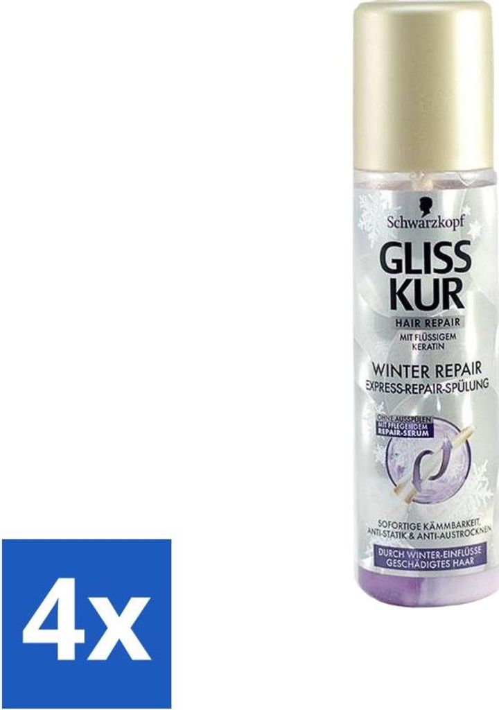 Gliss-Kur - Anti-Tangle Spray - Winter Repair - Leichtes Kämmen - 200 ml - Vorteilspack - 4 Stücke