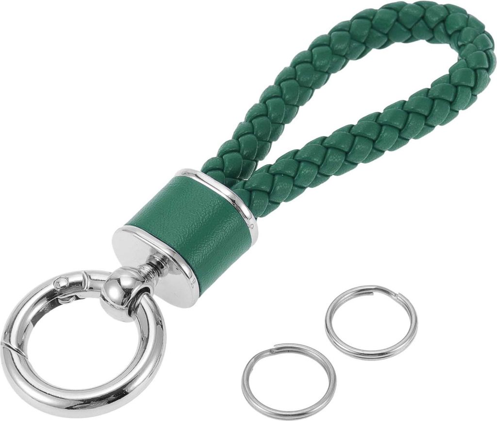 Autoschlüsselanhänger Universal Schlüsselanhänger mit Ring für Schlüsselanhänger für Zuhause für Frauen Kunstleder Dunkelgrün Silberton