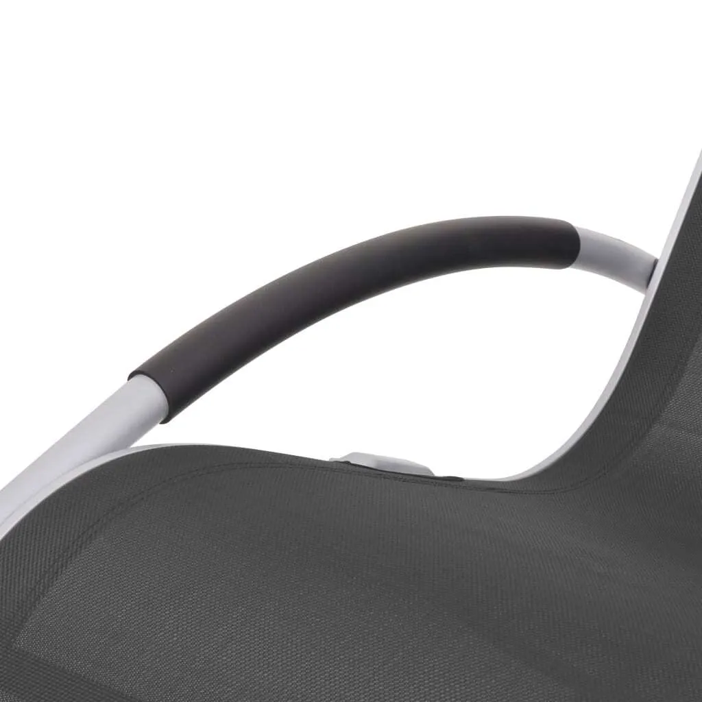Fauteuil à bascule confortable noir en textilène et structure acier robuste - 5