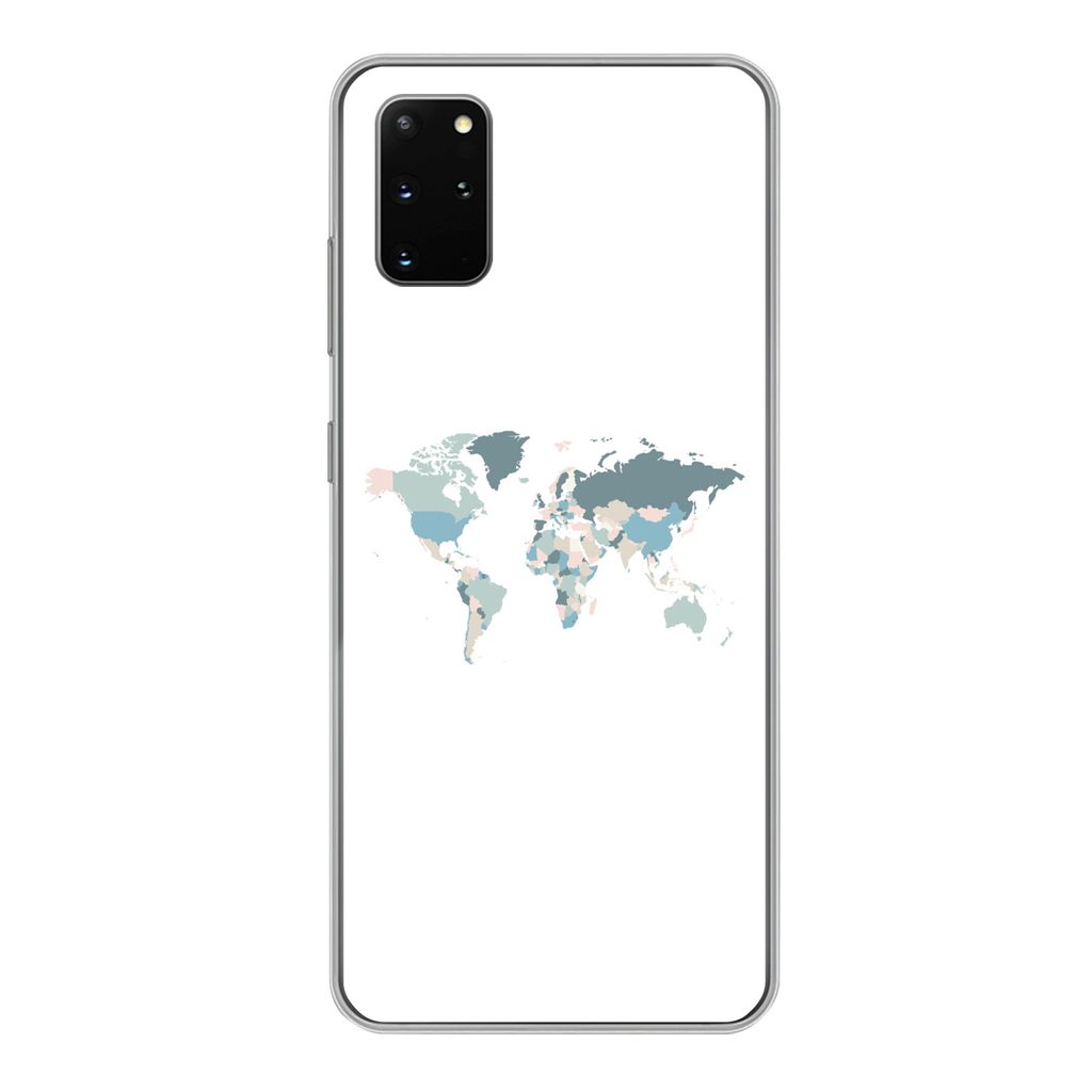 MuchoWow Handyhülle Schutzhülle Hülle für Samsung Galaxy S20 Plus Weltkarte - Pastell - Länder Silikon Softcase Handy Hülle - Hartschale
