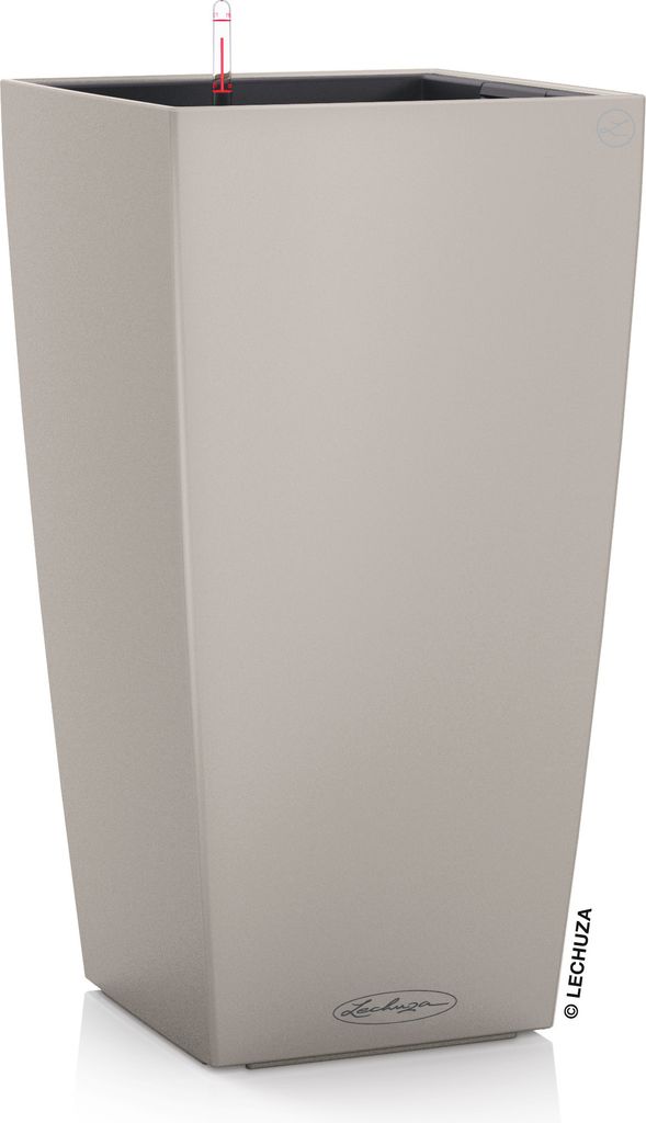 LECHUZA-Pflanzgefäß CUBICO Color 22 Sandbraun | Pflanzgefäß mit Bewässerungssystem und Pflanzeinsatz | matte Oberfläche | 22 x 22 x 41 cm | 1...