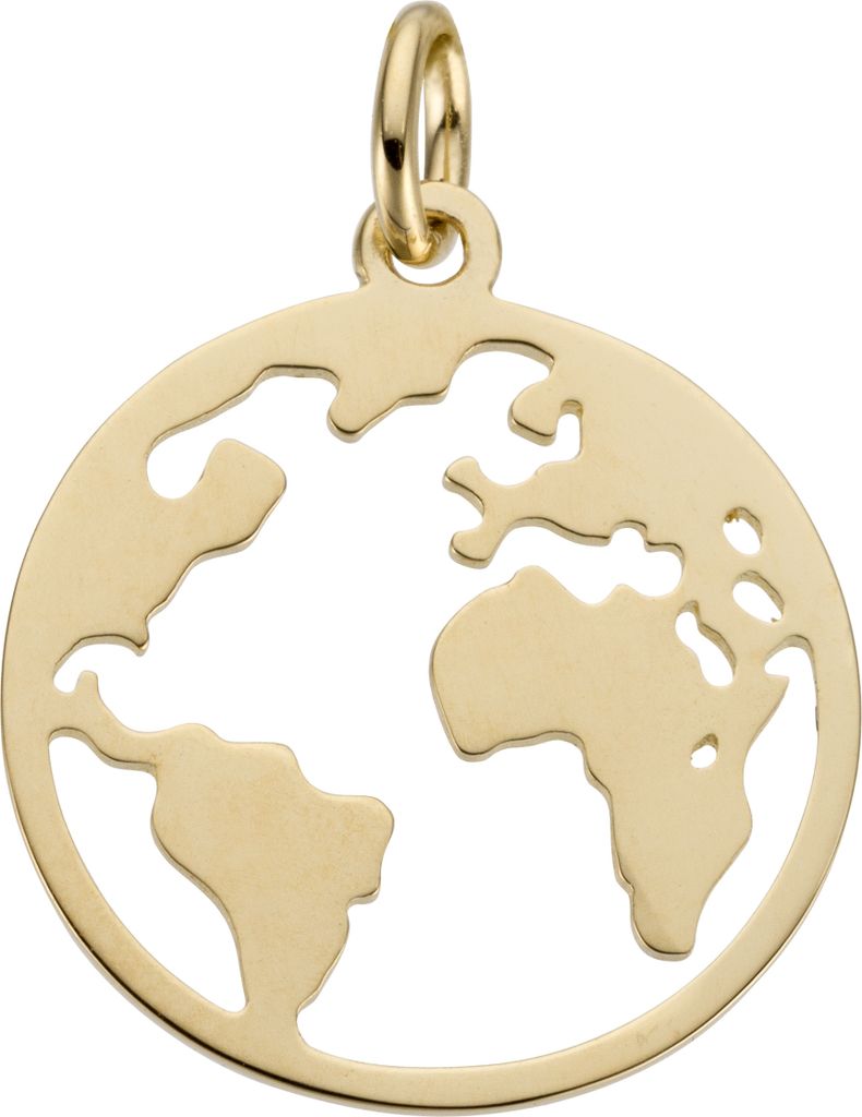 Anhänger Weltkarte 585 Gold Gelbgold