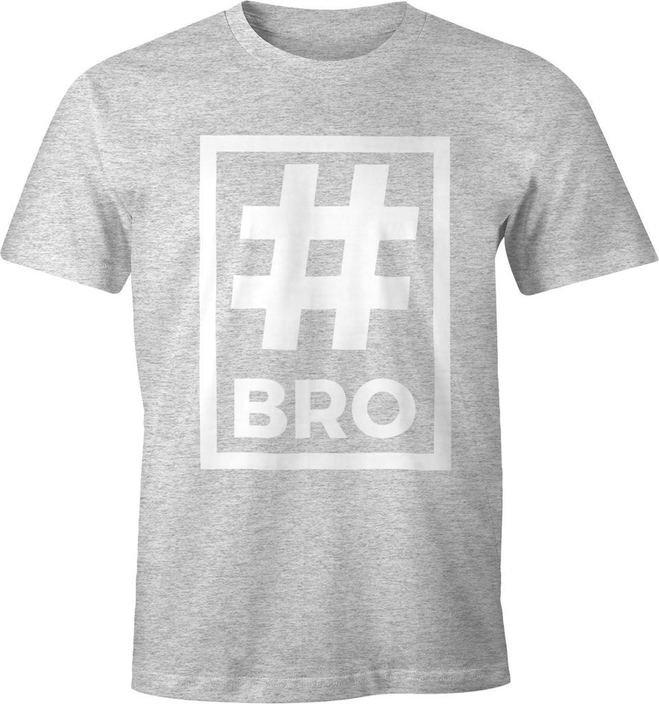Herren T-Shirt Bro Brother Hashtag Moonworks grau-weiß S