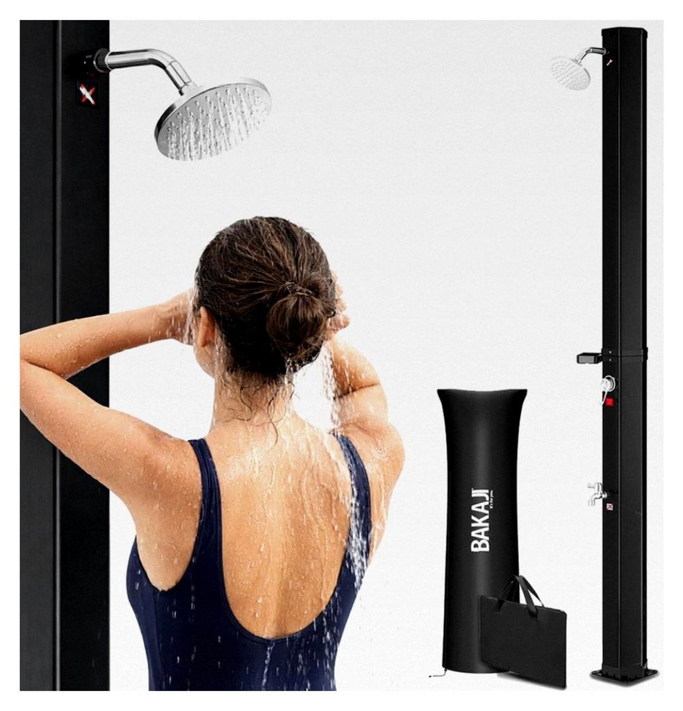 Solardusche für Garten, Schwimmbad, Außenbereich, Camping, 20 l Tank, mit verstellbarem Duschkopf, Mischbatterie, Warmwasser, Anschluss für Gart...