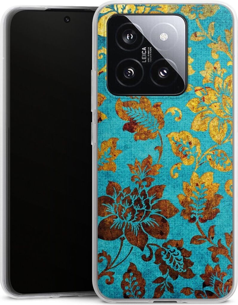 DeinDesign Handyhülle für Xiaomi 14 Silikon Hülle Case Smartphone Schutzhülle Blumen Ornamente Vintage
