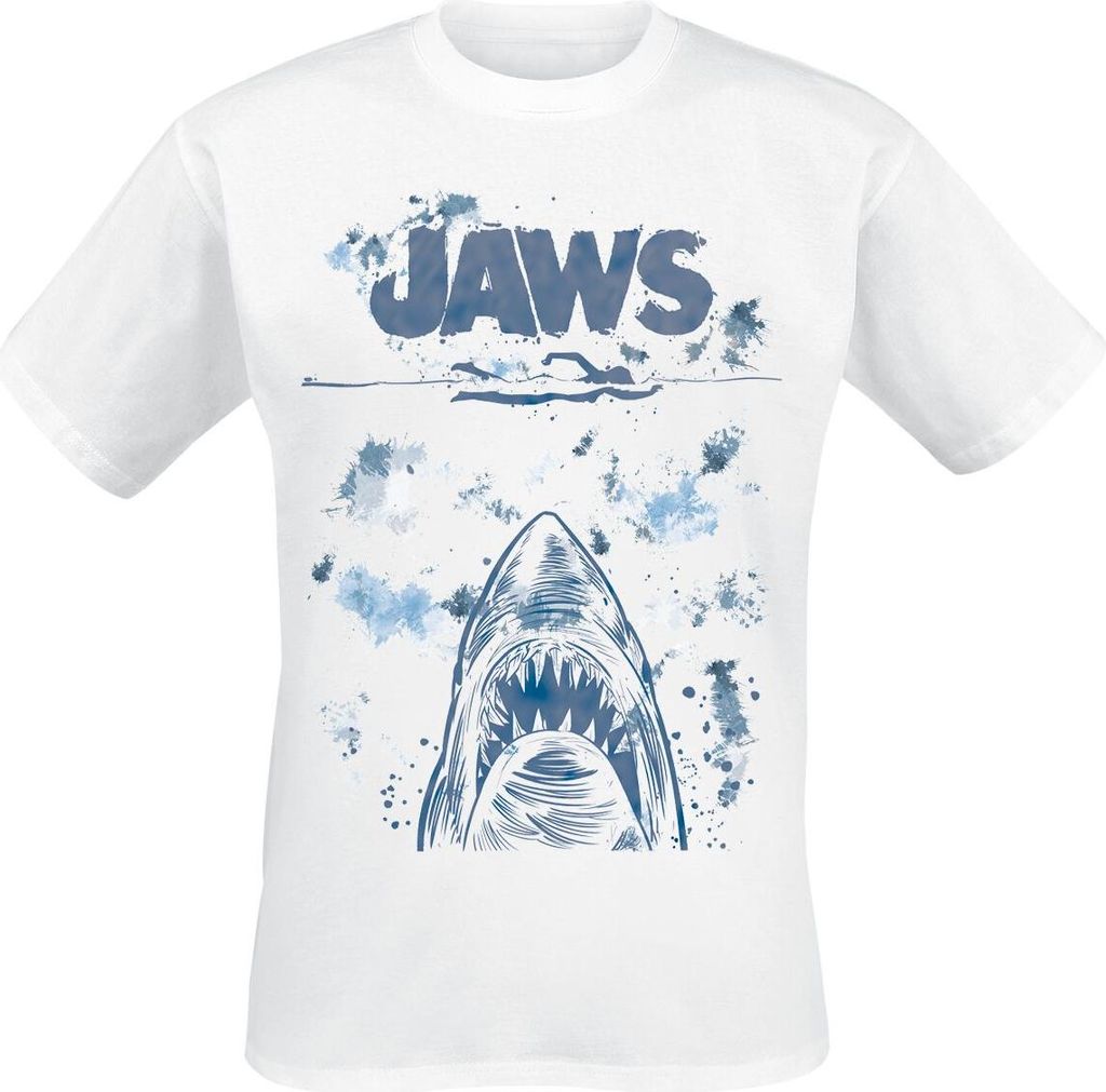 Der weisse Hai T-Shirt Herren Jaws - Splatter weiß S