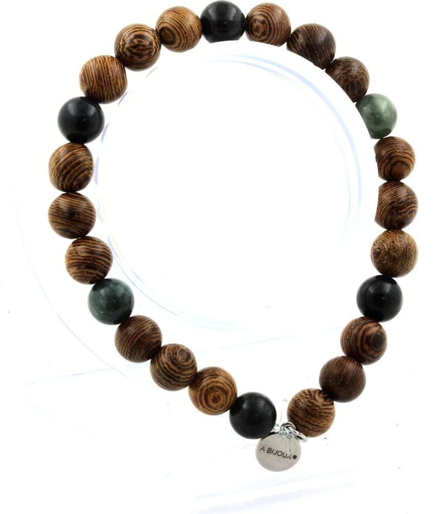 Armband Russische Seraphinitperlen + Holz 8 mm