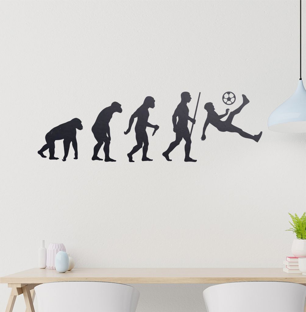 Evolution Fussballer Spieler Wandtattoo Wandaufkleber Wall Sticker - Dekoration, Küche, Wohnzimmer, Schlafzimmer, Badezimmer