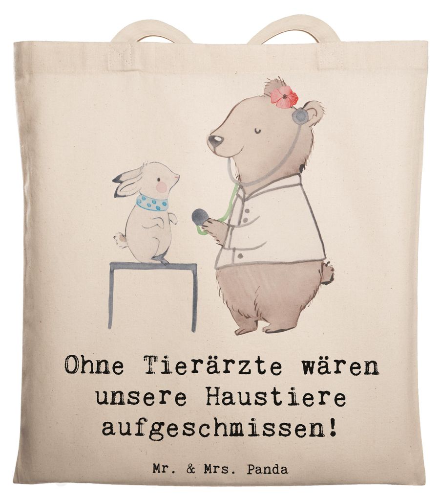 Mr. & Mrs. Panda Tote Bag Tierarzt Helden - Transparent - Geschenk, Beruf, Veterinär, Tasche, Shopping, Anerkennung, Uni, Jutebeutel, Hunde, Beruf...