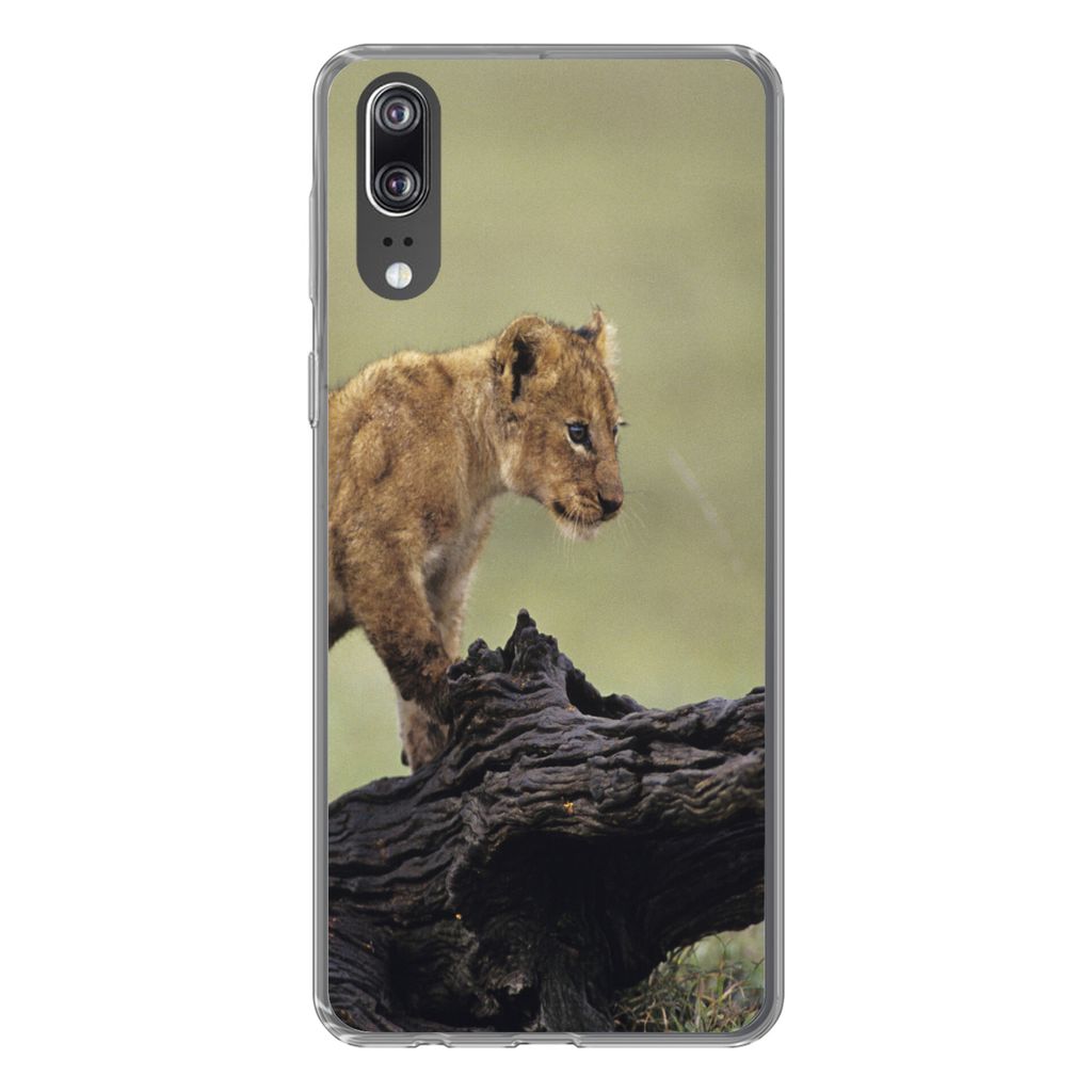 MuchoWow Handyhülle Schutzhülle Hülle für Huawei P20 Löwe - Rüssel - Junge Silikon Softcase Handy Hülle - Hardcover