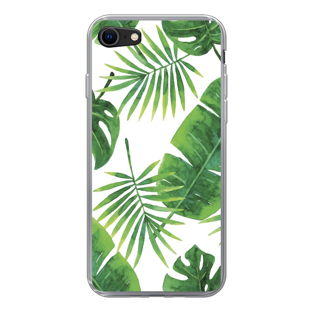MuchoWow Handyhülle Schutzhülle Hülle für iPhone 8 Tropisch - Blätter - Muster Silikon Softcase Handy Hülle - Schutzhaube
