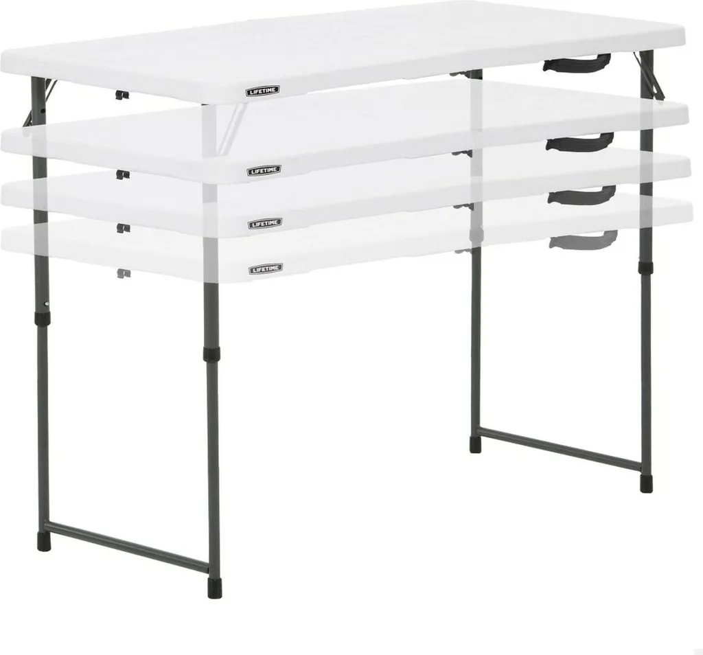 Table buffet 122cm Lifetime ajustable en hauteur et pliable blanc