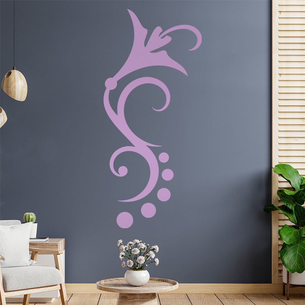 Blume - Linien Punkte Wandtattoo in 6 Größen - Wandaufkleber Wall Sticker - Dekoration, Küche, Wohnzimmer, Schlafzimmer, Badezimmer