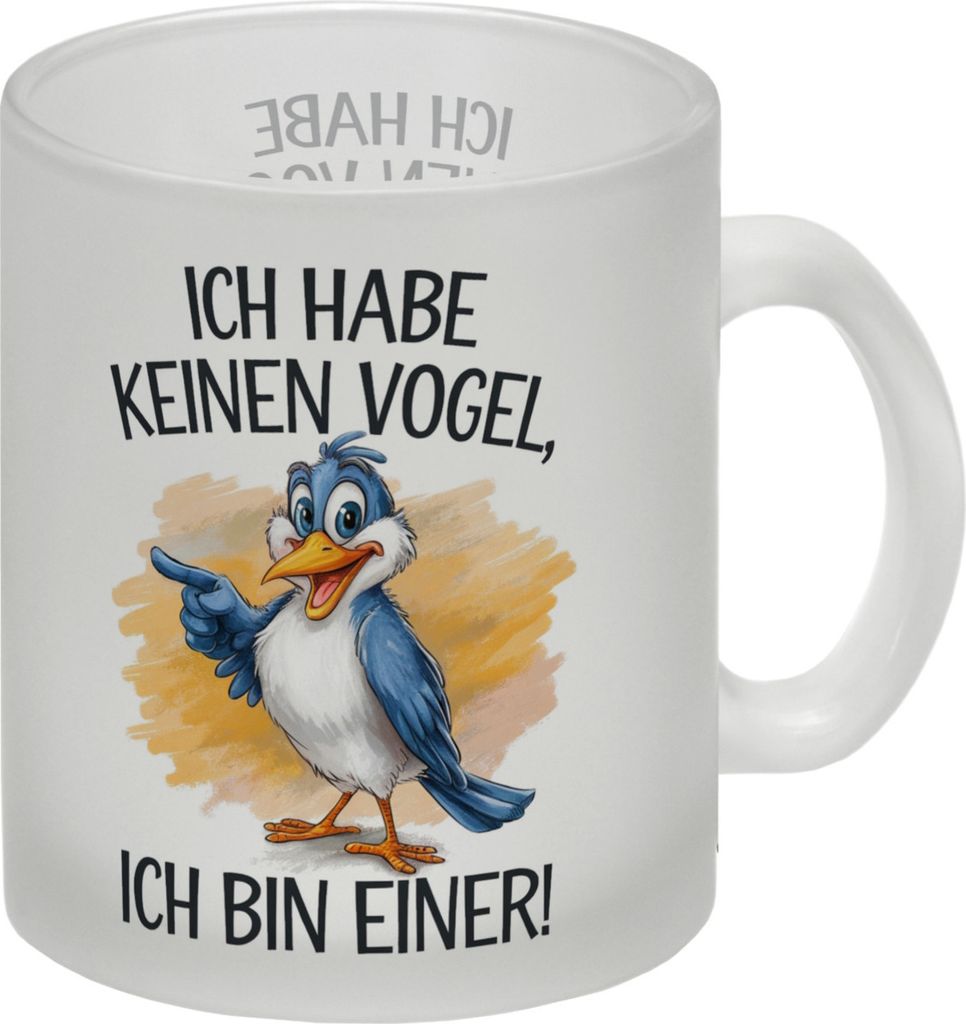 Cartoon Vogel Ich bin ein Vogel Glas Tasse
