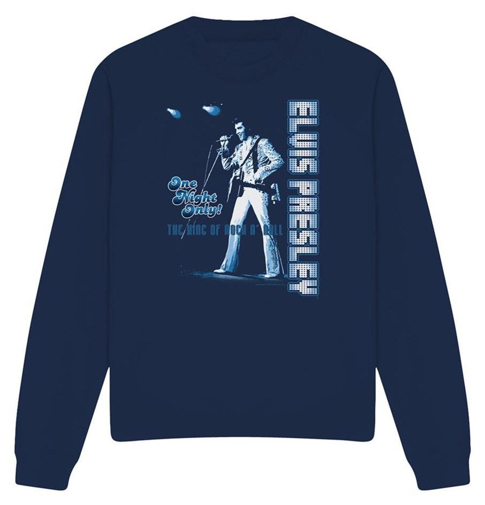 Elvis Presley - "One Night Only" Sweatshirt für Herren/Damen Uni TV32839 (M) (Marine)