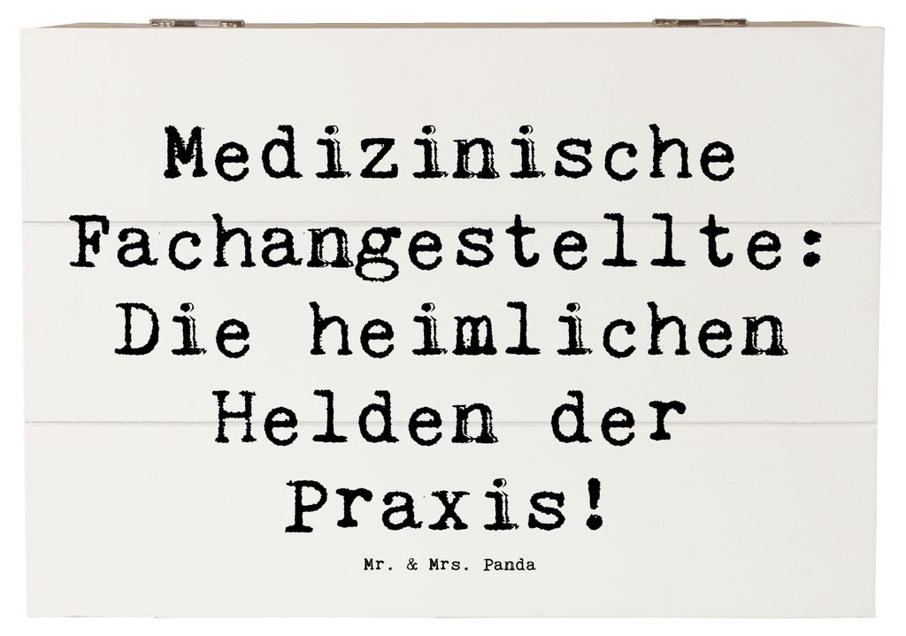 Mr. & Mrs. Panda Holzkiste Spruch Medizinische Fachangestellte Helden 22 x 15 cm - Weiß - Geschenk, Truhe, schatzkiste holz, Geschenkbox, Geschenk...
