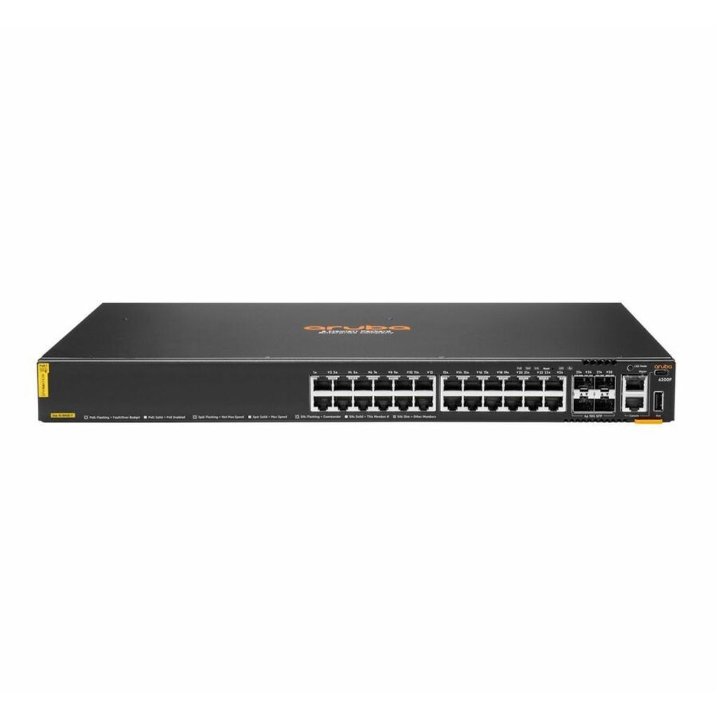 HPE Aruba Networking CX 6200F 24G Class-4 PoE 4SFP+ 370W Switch, Managed, L3, Gigabit Ethernet (10/100/1000), Power over Ethernet (PoE), Rack-Einba...