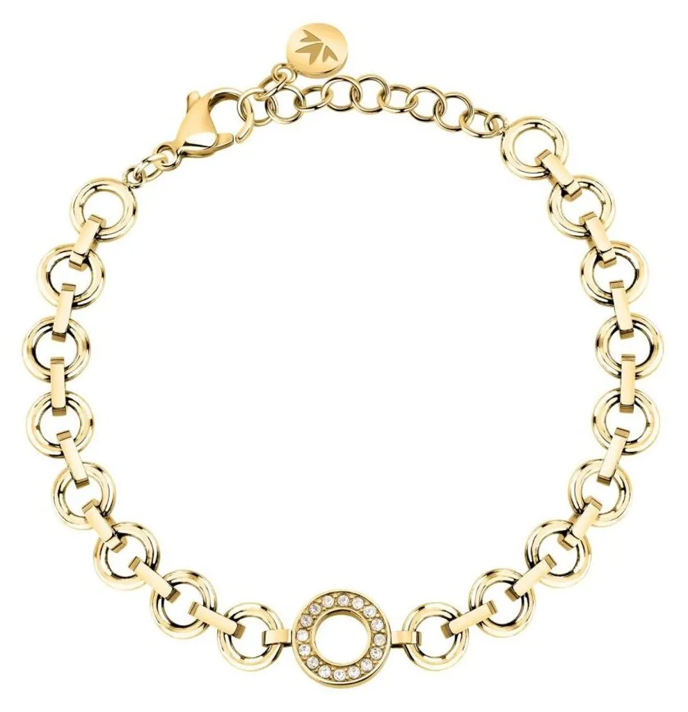 Bracelet femme en plaqué or avec cristaux - Bijou élégant style maille