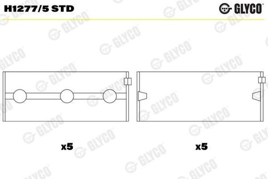 GLYCO Kurbelwellenlager H1277/5 STD für SUZUKI Grand Vitara II SUV (JT, TE, TD) 1,994mm 19,1mm