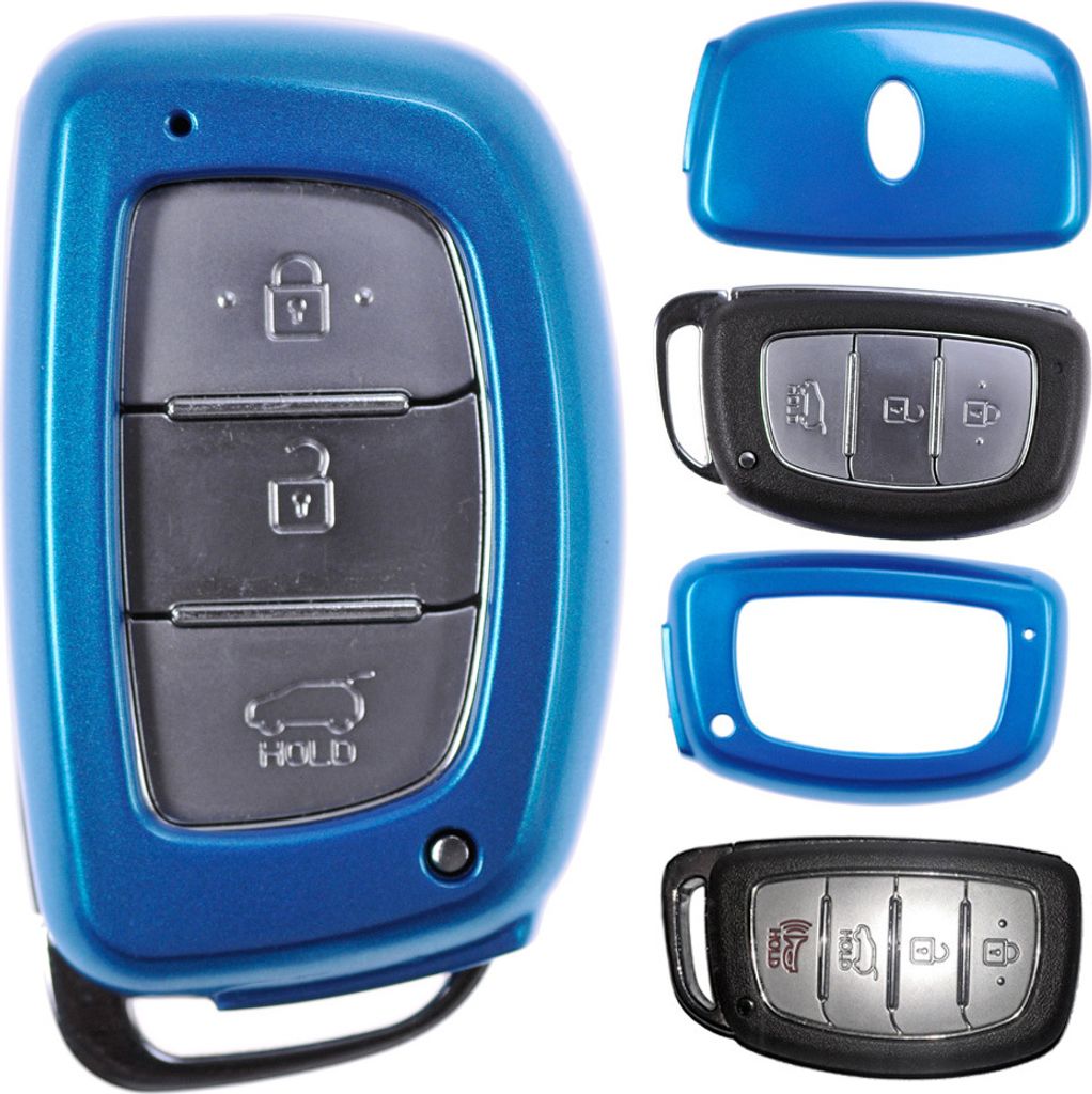 Auto Schlüssel Kunststoff Hülle ABS Plastik Schutz Cover Blau kompatibel mit Hyundai Tucson i40 i10 i20 ix35 KEYLESS SMARTKEY