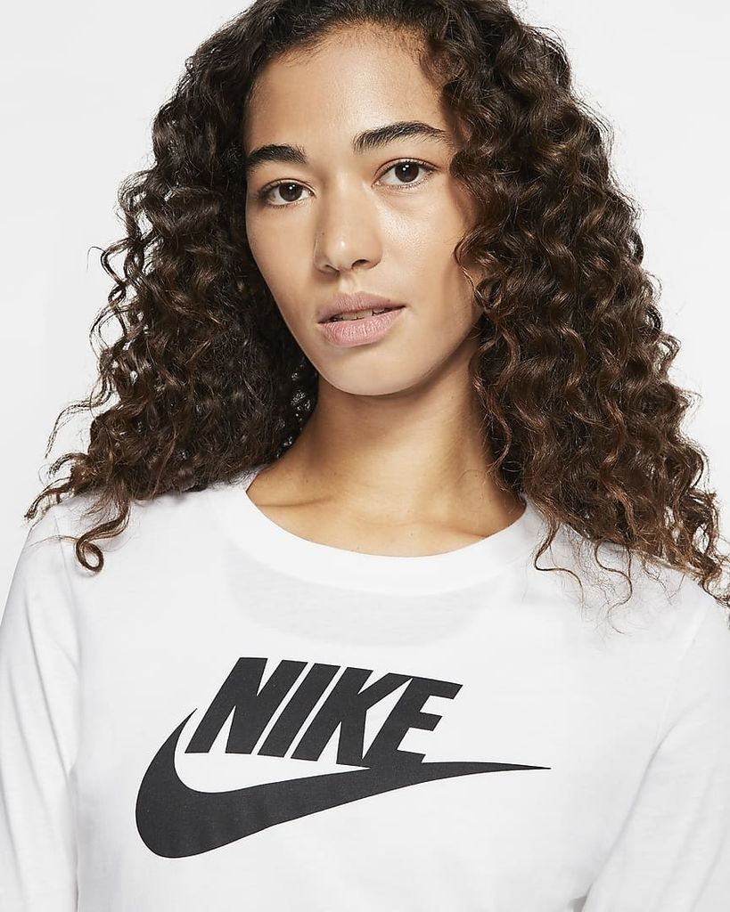 Nike W Nsw Tee Essntl Ls Icon Ftr White/Black L Produktbild 