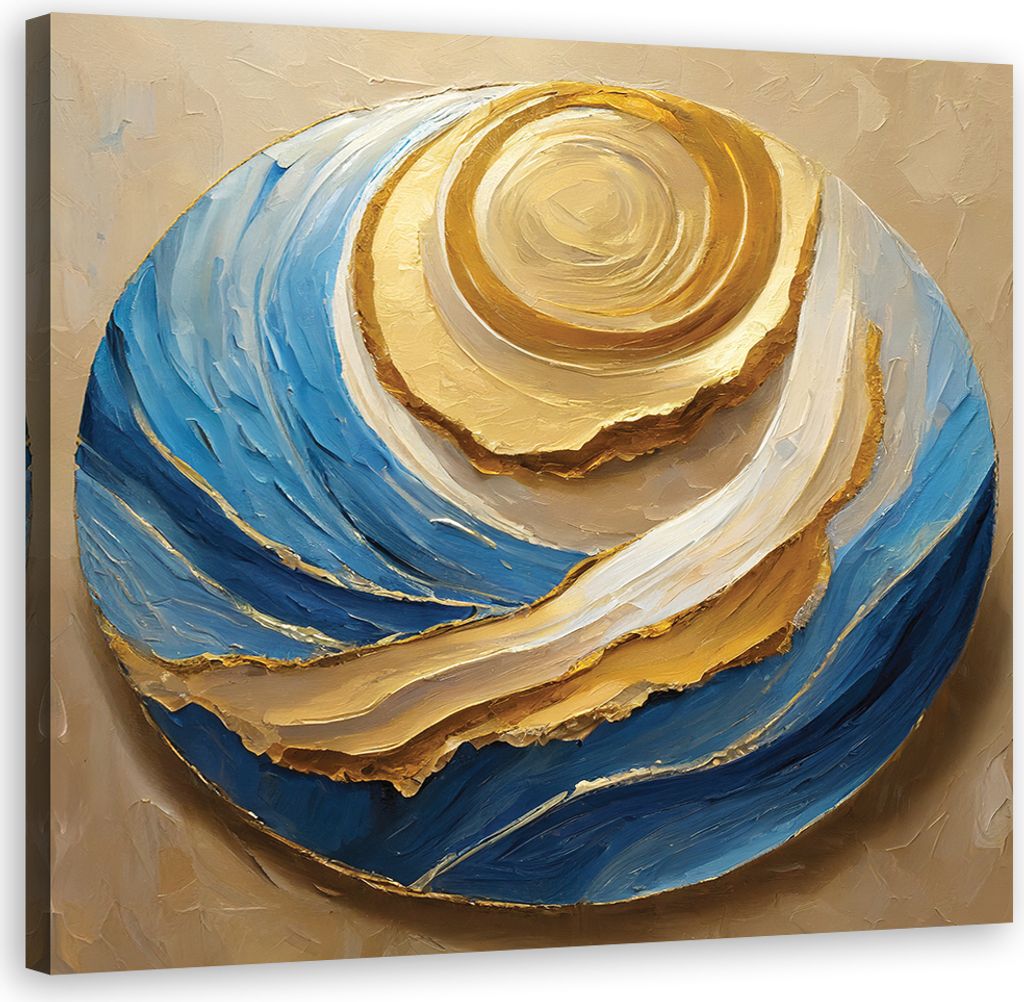 Leinwandbild Runde blaue Abstraktion 30x30 Feeby Blau bild für die wand bereit zum aufhängen