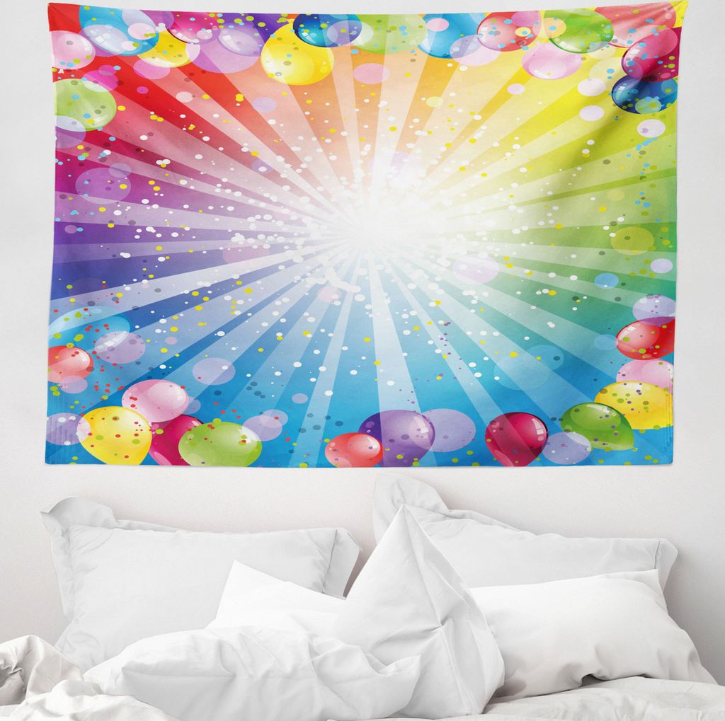 ABAKUHAUS Party Wandteppich, Balloons aus Weiches Mikrofaser Stoff Waschbar ohne Verblassen Digitaldruck, 150 x 110 cm, Mehrfarbig