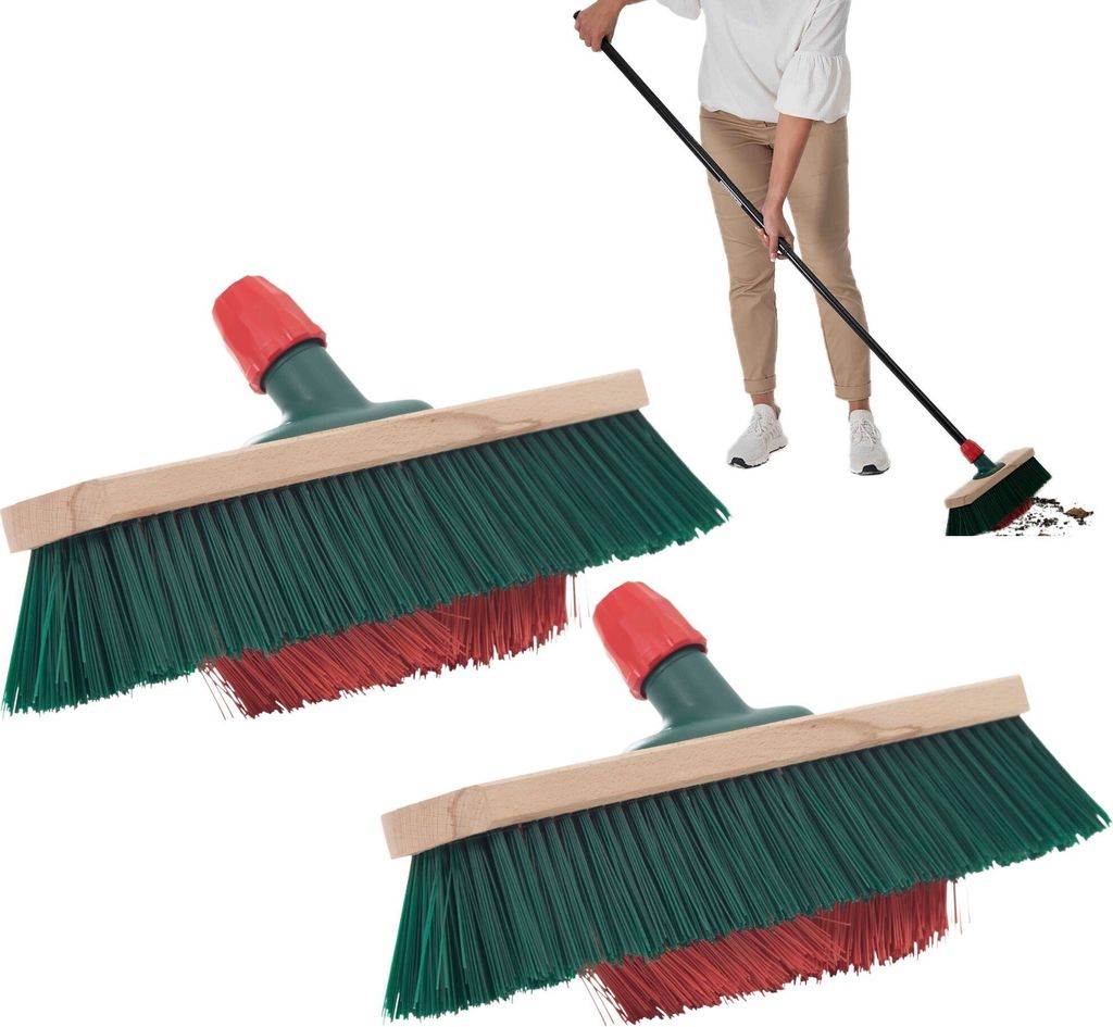 Novaliv Gartenbesen Elaston 40 cm Besenkopf 2er Set mit V-Borsten Elaston Ideal als Besen draußen Straßenbesen harte borsten Terassenbesen Hofbes...