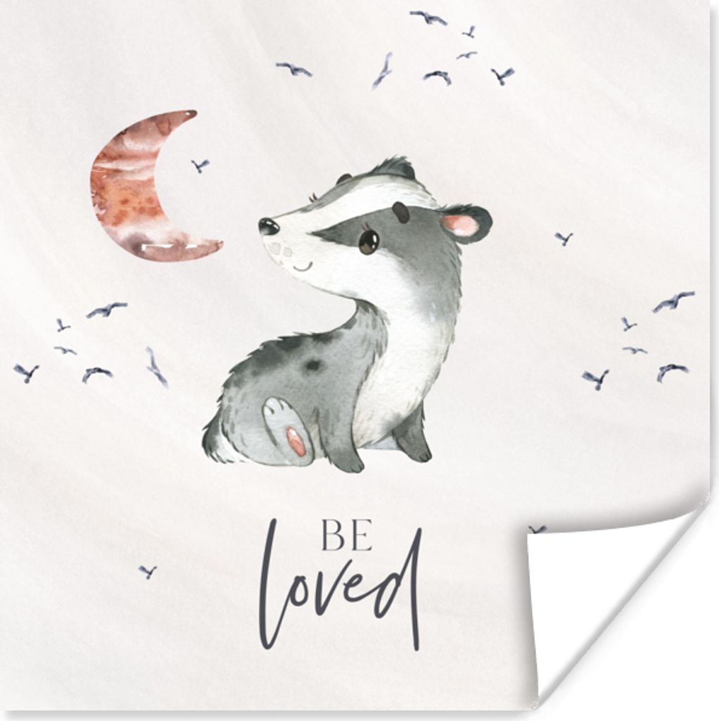 MuchoWow Poster Zitate - Geliebt werden - Sprichwörter - Kind - Jungen - Mädchen - Aquarell 75x75 cm - Wand Dekoration