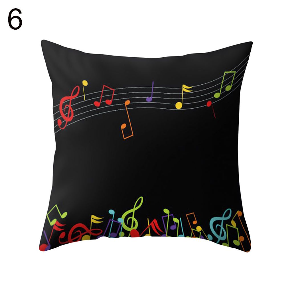 Musiknotiz Gitarrendruck Wurf Kissen Kissen Cover -Deckel Sofa Bett Wohnheimdekoration-6