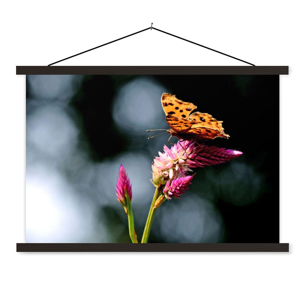 MuchoWow Textilposter Schmetterling - Blumen - Insekten 120x80 cm mit schwarzem Rahmen - Wanddeko