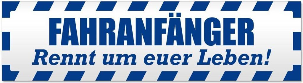 Kiwistar Fahranfänger rennt Leben gestreift Magnetschild Schild magnetisch - 30cm Verkehrsblau - Magnetfolie für Auto PKW Kfz