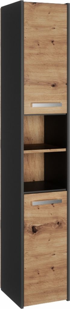 Moderner Badezimmerschrank in 5 Farben - vielseitig und einfach Montage. Farbe: Antracit/ Artisan Eiche, Badezimmer Regal, Bad Möbel, Badschrank, ...