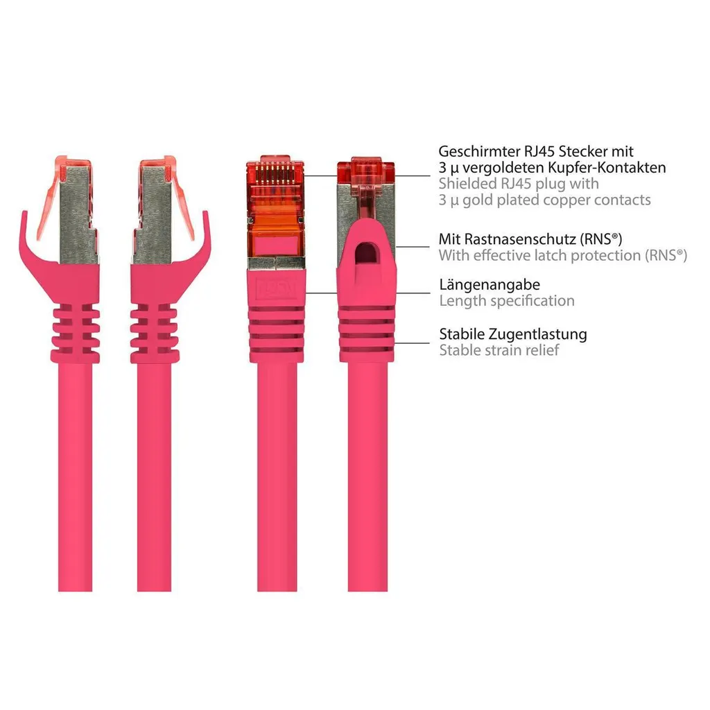 Cavo LAN Cat.6 S/FTP 0,25m Good Connections Magenta | Professional