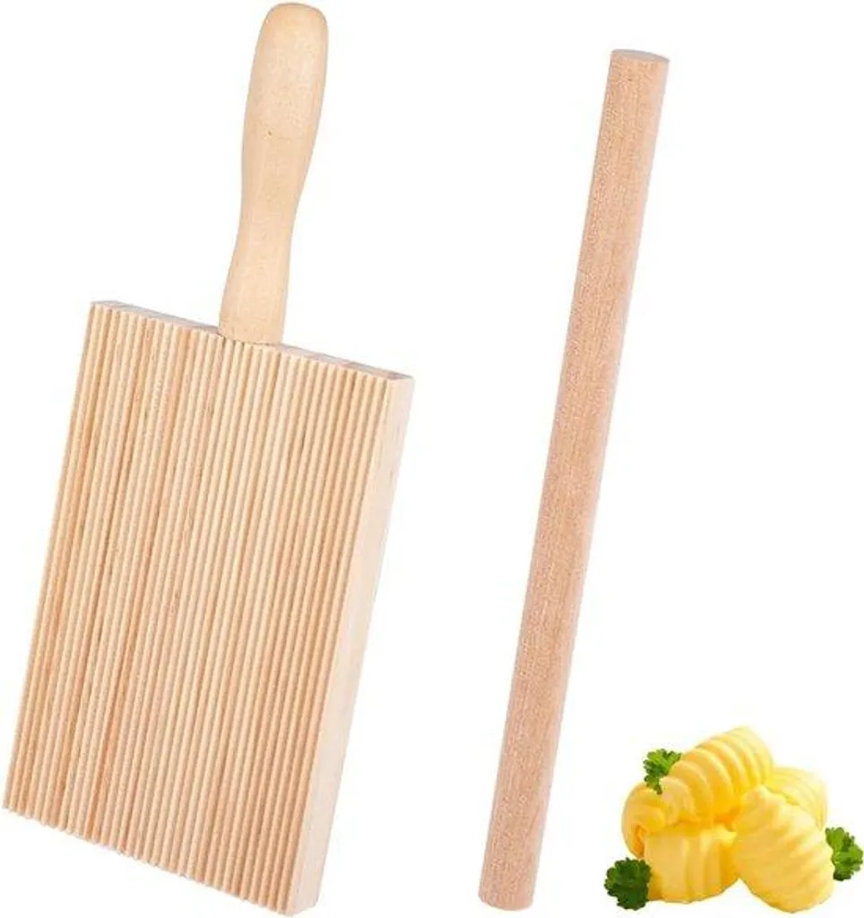 Appareil à pâtes manuelles en bois rainuré pour gnocchi striés parfaits