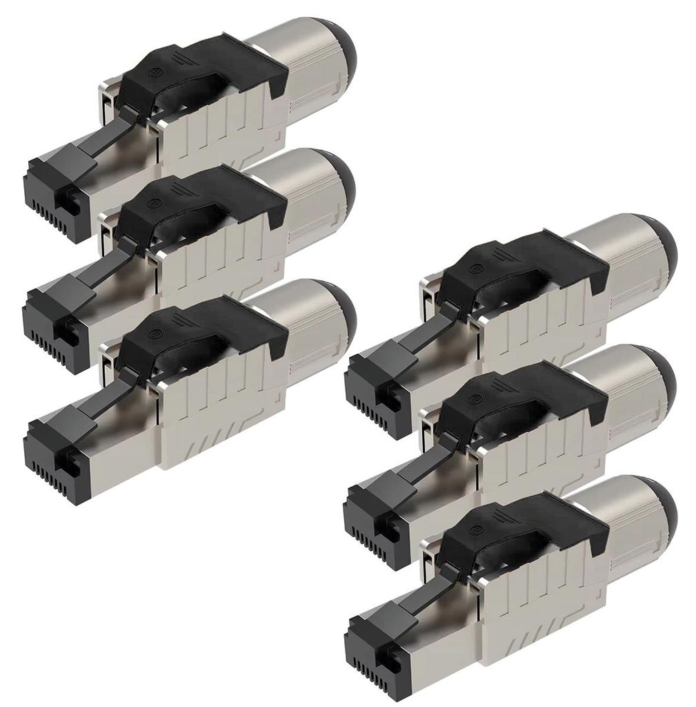 Netzwerkstecker RJ45 Stecker Cat8 CAT8.1 6x Steckverbinder werkzeuglos geschirmt