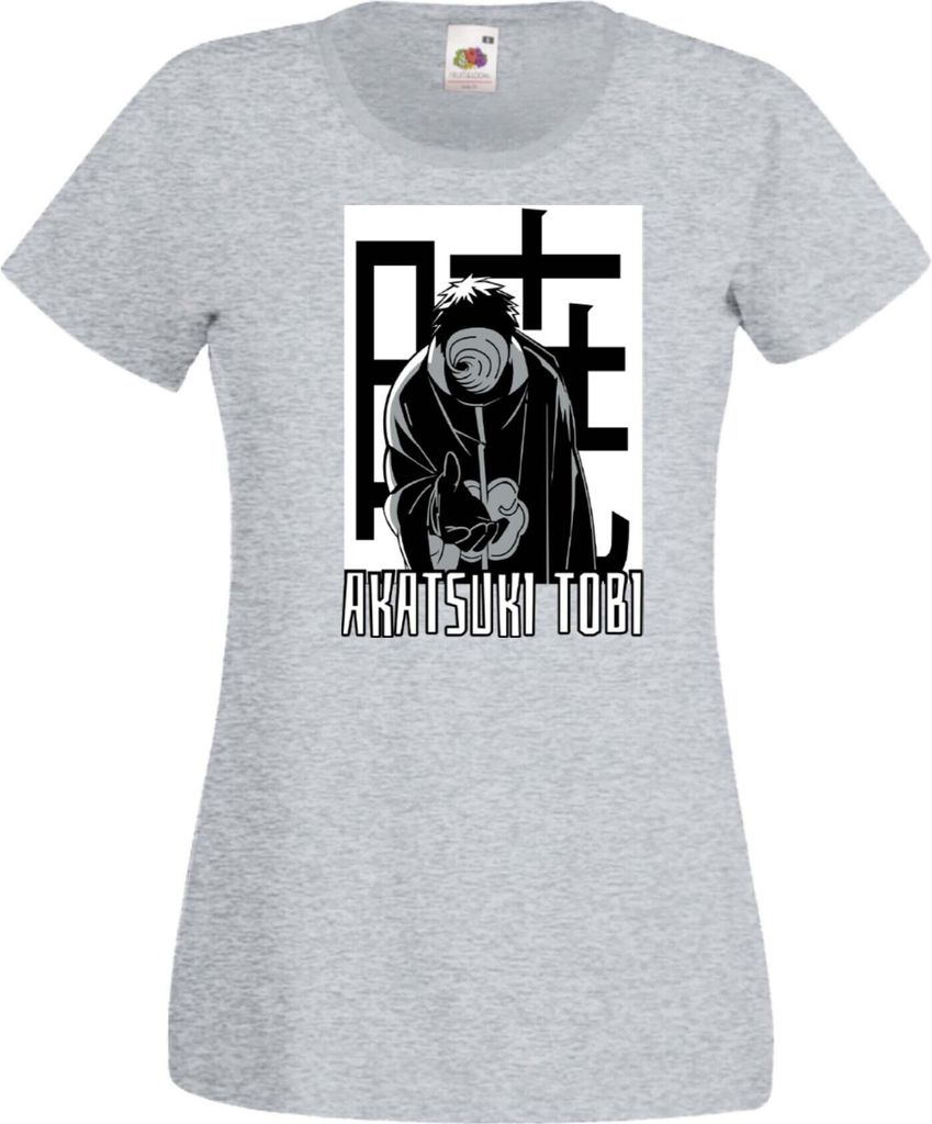 Damen T-Shirt Naruto Akatsuki Tobi Var-029, Lady XL / Grau