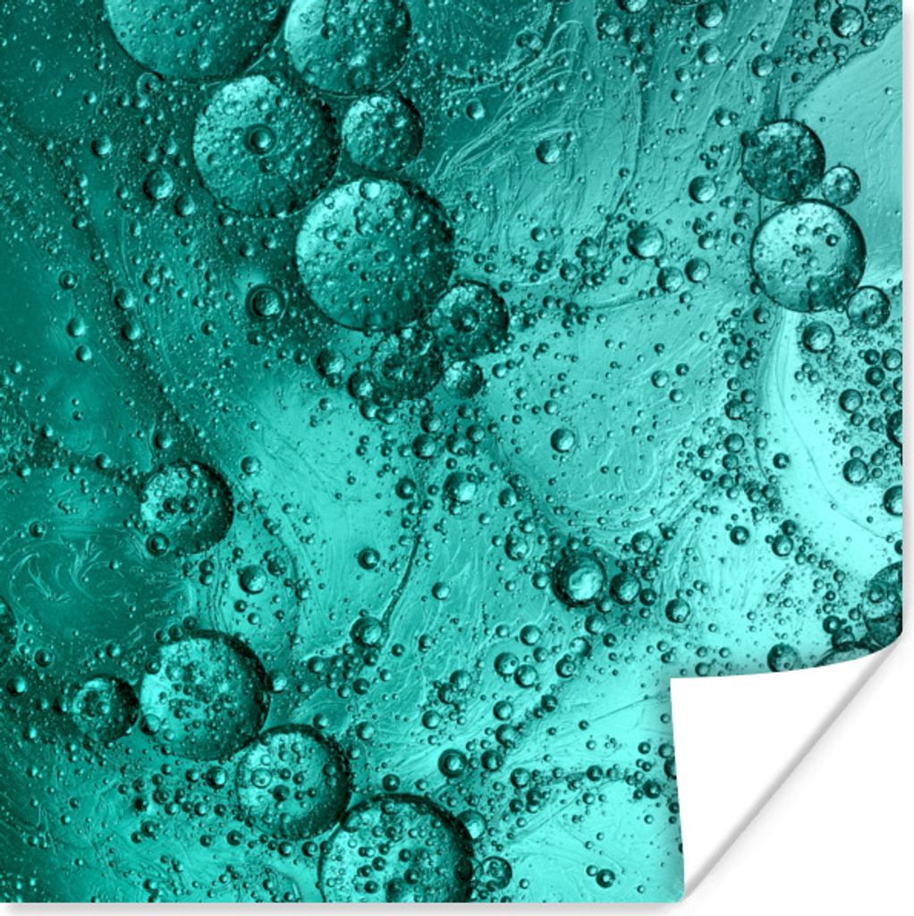 MuchoWow Poster Tropfen auf türkisem Hintergrund 75x75 cm - Wand Dekoration