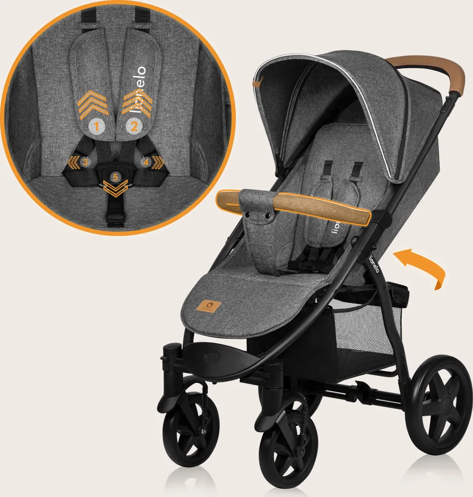 Poussette Canne Lionelo Annet Plus Pliable avec Position Allongée Grise