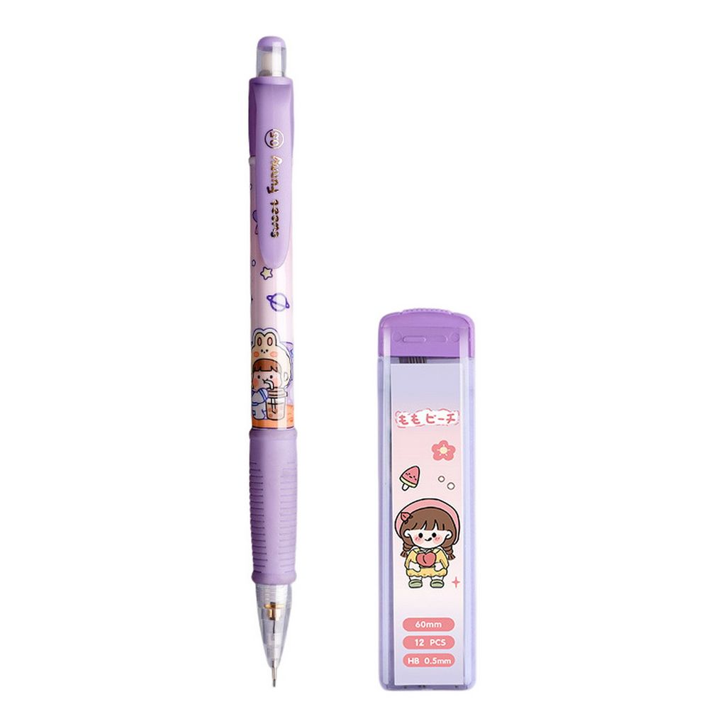 1 Mechanische Bleistift mit Radiergummi 0,5 mm ohne Schärfen Zeichnen Süßes Kaninchen -Skizzieren Automatische Bleistiftschule Vorräte-B