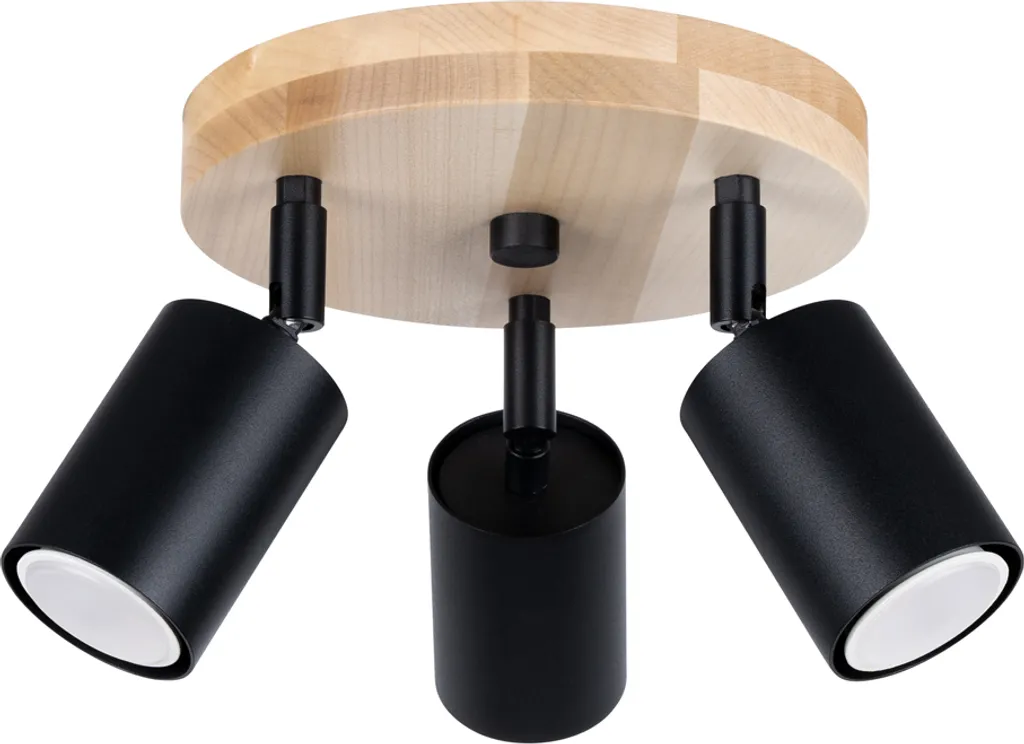 Plafonnier 3 spots orientables JUNGLO style industriel bois et métal