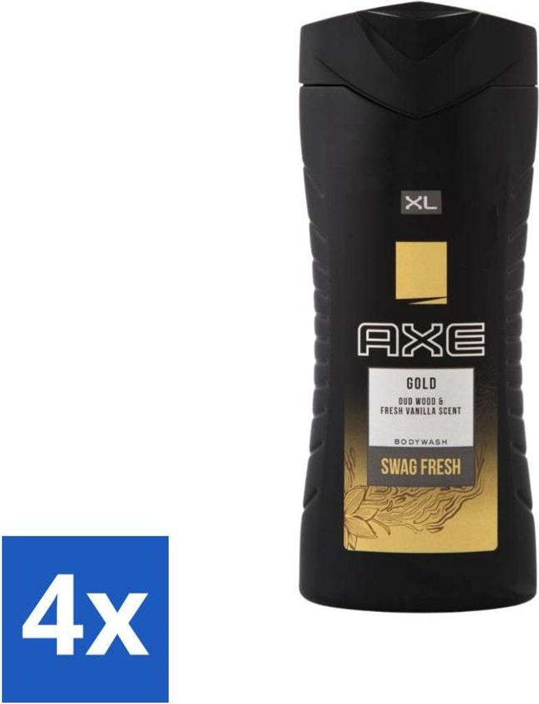 Axe XL Duschgel – Gold – Oud-Holz & Frische Vanille – Swag Fresh – 400 ml - Vorteilspack - 4 Stücke