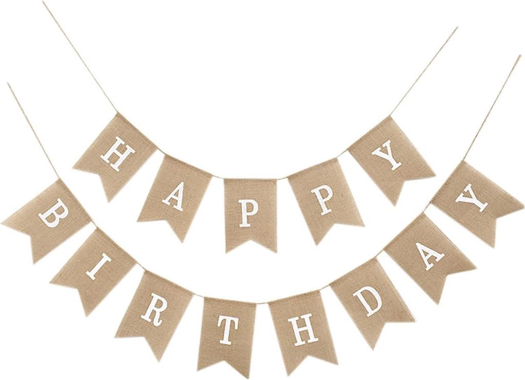 Happy Birthday Banner Schild, Vintage Jute hängende Wimpelkette Happy Birthday Dekorationen wiederverwendbar für drinnen und draußen Mädchen Fr...