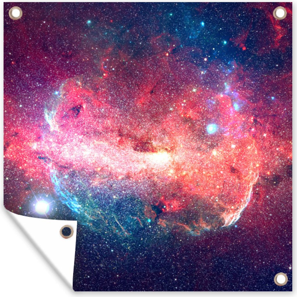 MuchoWow 50x50 cm Outdoor-Poster Gartendeko Sichtschutz Garten Poster für den Garten Sterne - Orange - Universum