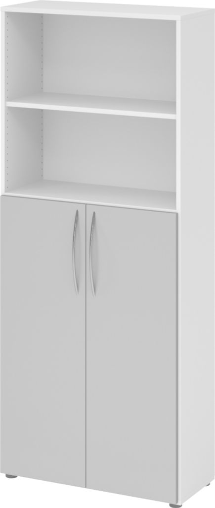 bümö basic Regalschrank - 5 Ordnerhöhen - Nachbildung: Weiß/Grau