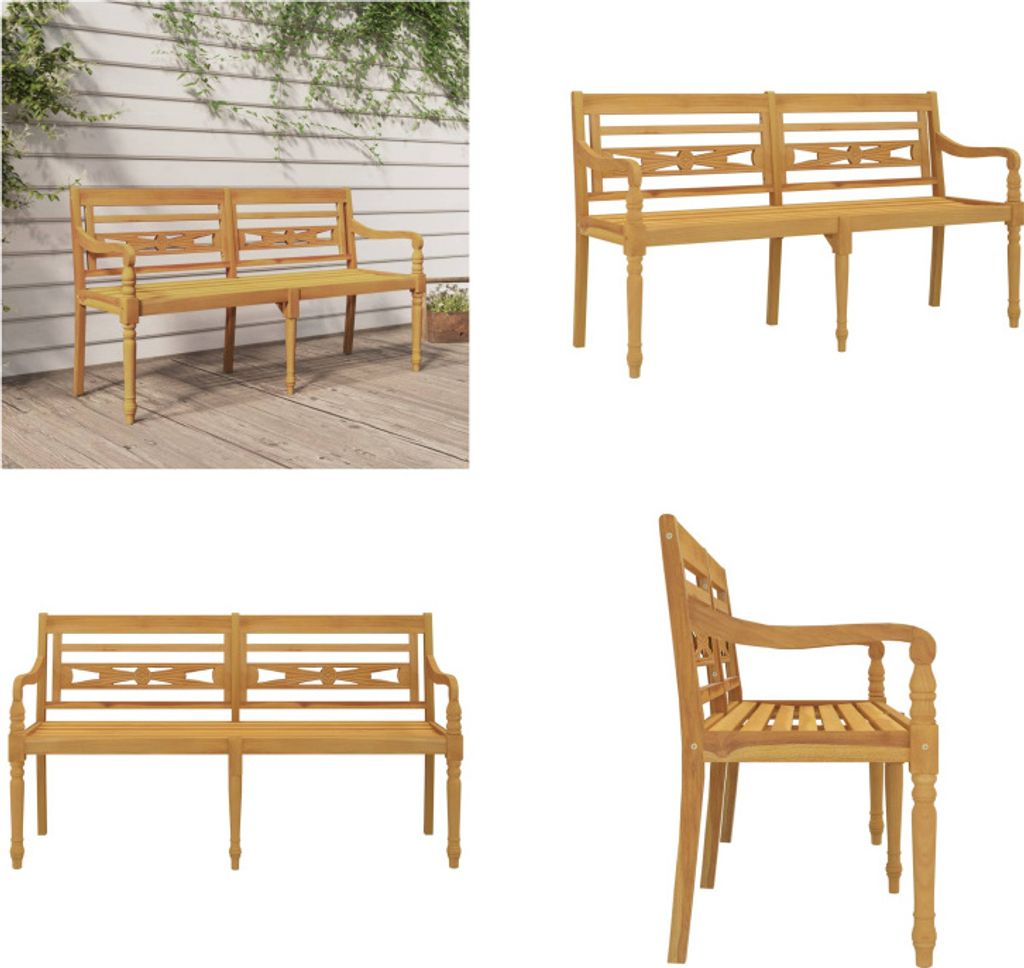 vidaXL Batavia Sitzbank 150 cm Massivholz Teak - Batavia-Bank - Batavia-Bänke - Gartenbank - Bank