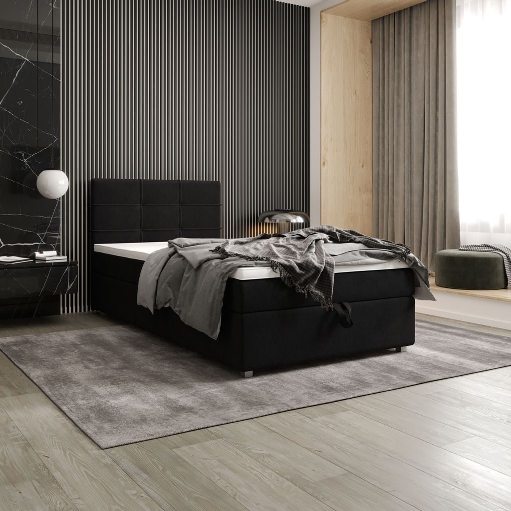 Einzelbett 90x200 STIG 7 mit Stauraum - schwarz